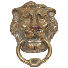 Vintage Early-Mid 20th Century Solid Brass Lion Door Knocker