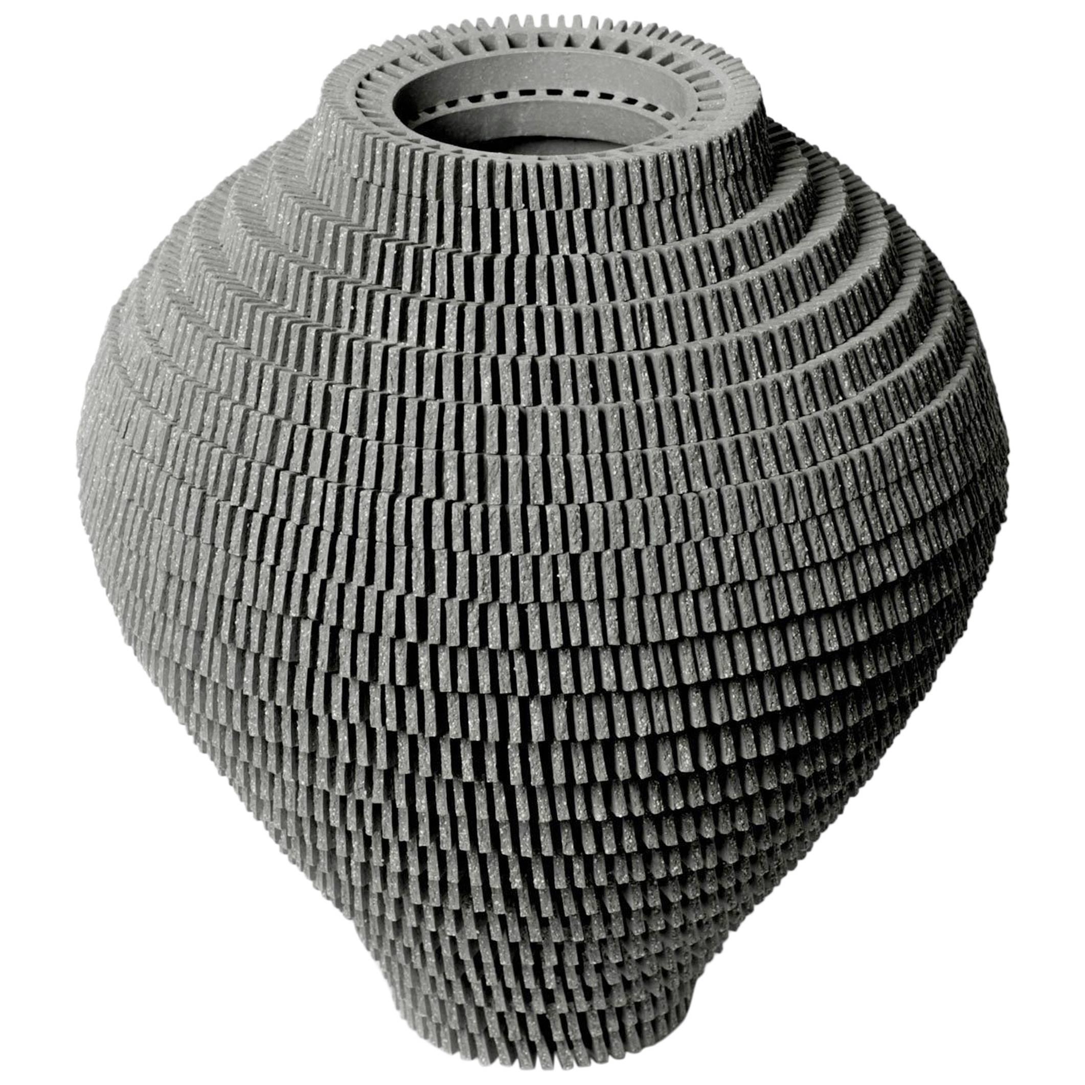 Contemporary Grey Ceramic Vessel by Bae Sejin