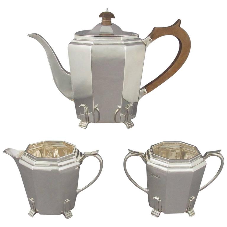 Art Deco Silver Tea Set For Sale at 1stDibs