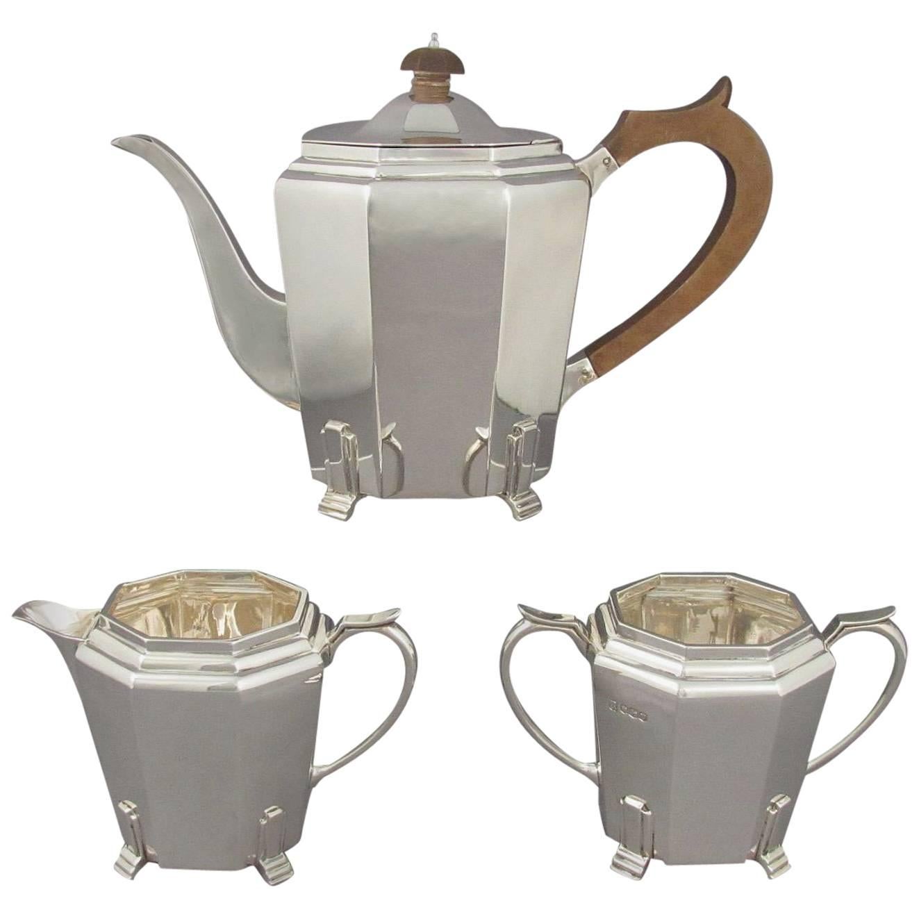 Art Deco Silver Tea Set For Sale