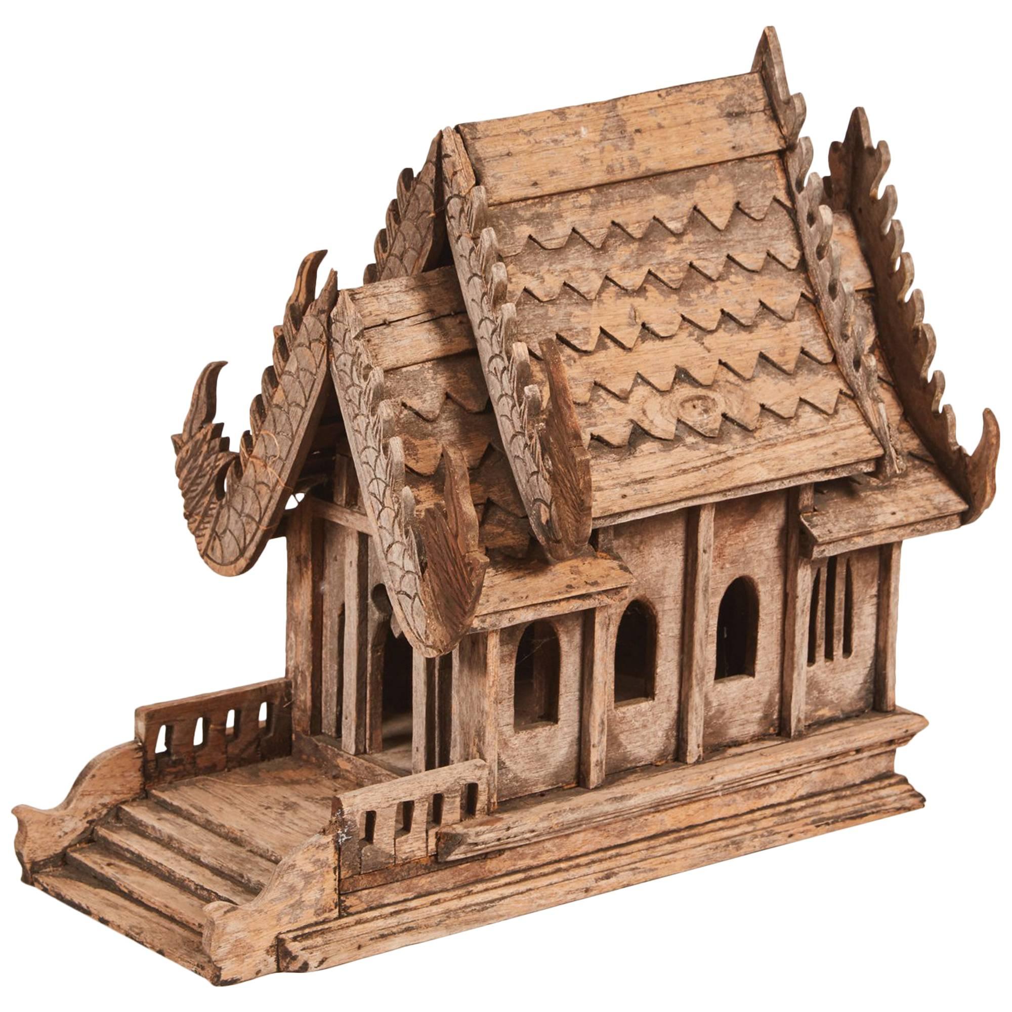 20th Century Teak Spirit House of the Buddhist Temple “Vihara” in Thailand