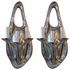 Pair of Polished Aluminium Sconces 12