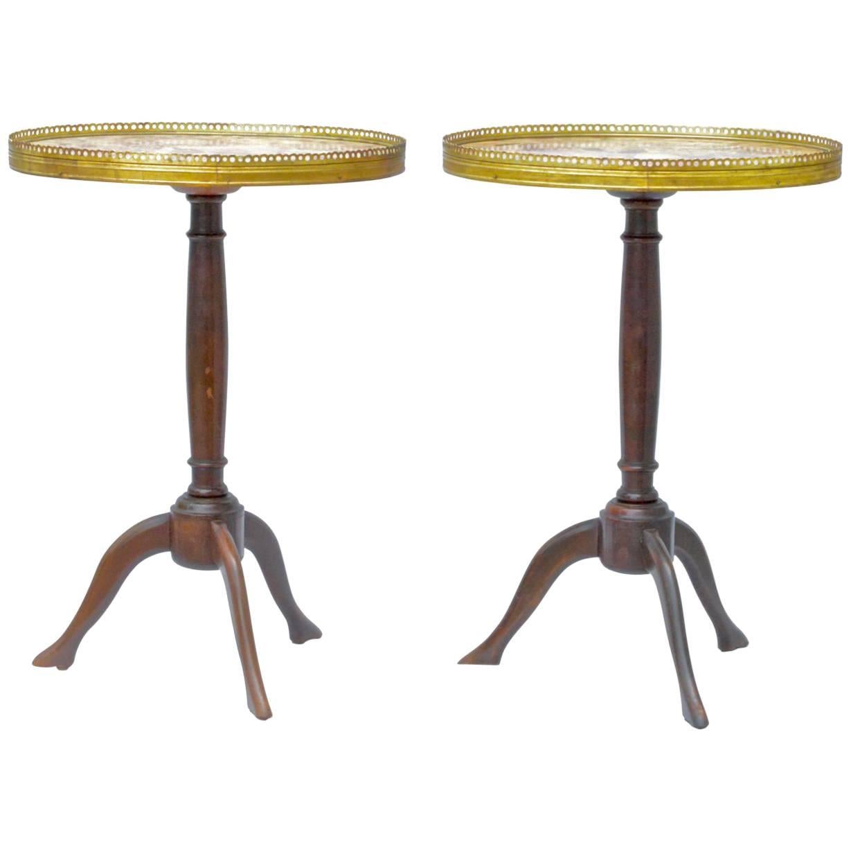 Oval Marble Top Gueridon, Pair