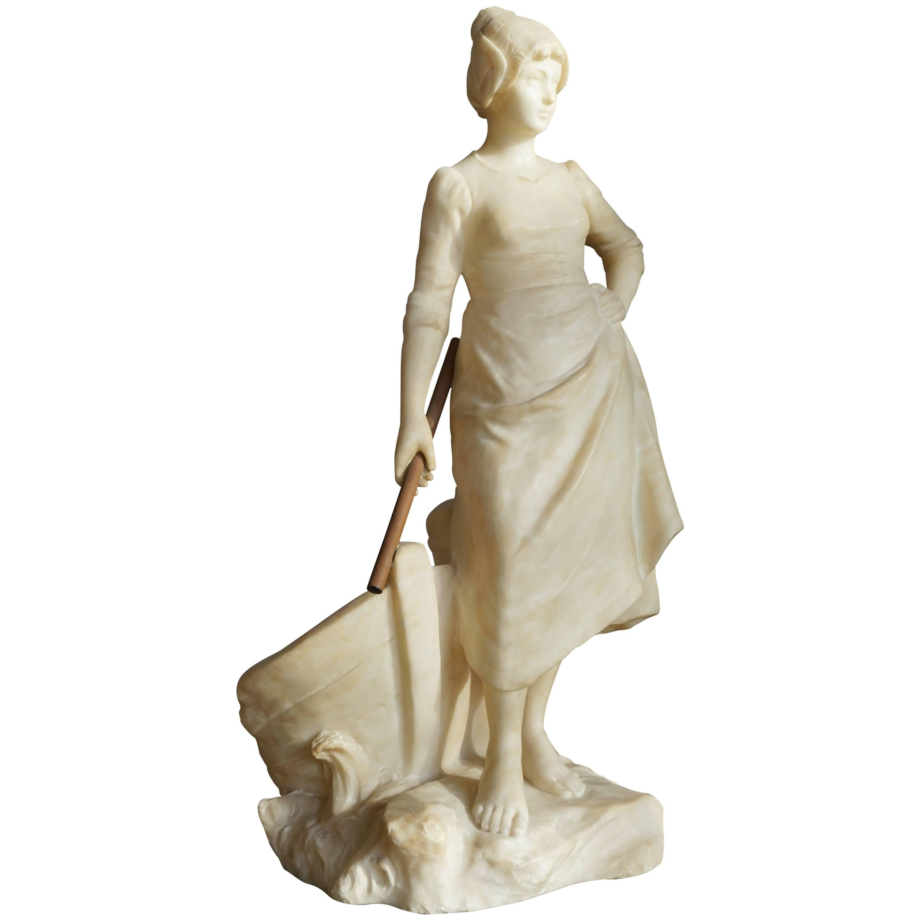 Large Antique and Unique Alabaster Sculpture by Julius Paul Schmidt-Felling
