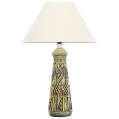 Mid-Century Modern Scandinavian Huge Ceramic Lamp with Colored Glaze