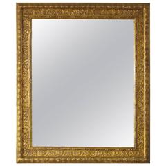 Antique 18th Century Italian Gilt Fir Wood Rectangular Mirror