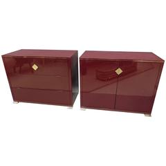 Pair of Lacquered Metal and Acrylic Cabinets by Pierre Vandel 8