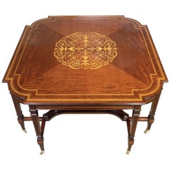 Large and Rare Mahogany Inlaid Edwardian Period Antique Centre Table