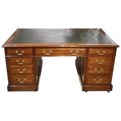 Fine Quality Mahogany Edwardian Period Antique Pedestal Desk by Maple & Co