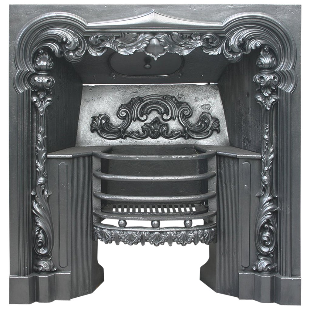 19th Century German Antique Cast Iron Tiled Manganese Stove / Oven