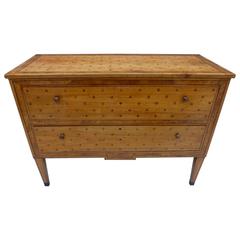 Antique Late 18th Century French Burr Walnut and Fruitwood Polka Dot Commode