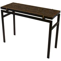 Console / Desk with Early 20th Century Printing Letters Top on Metal Frame 9