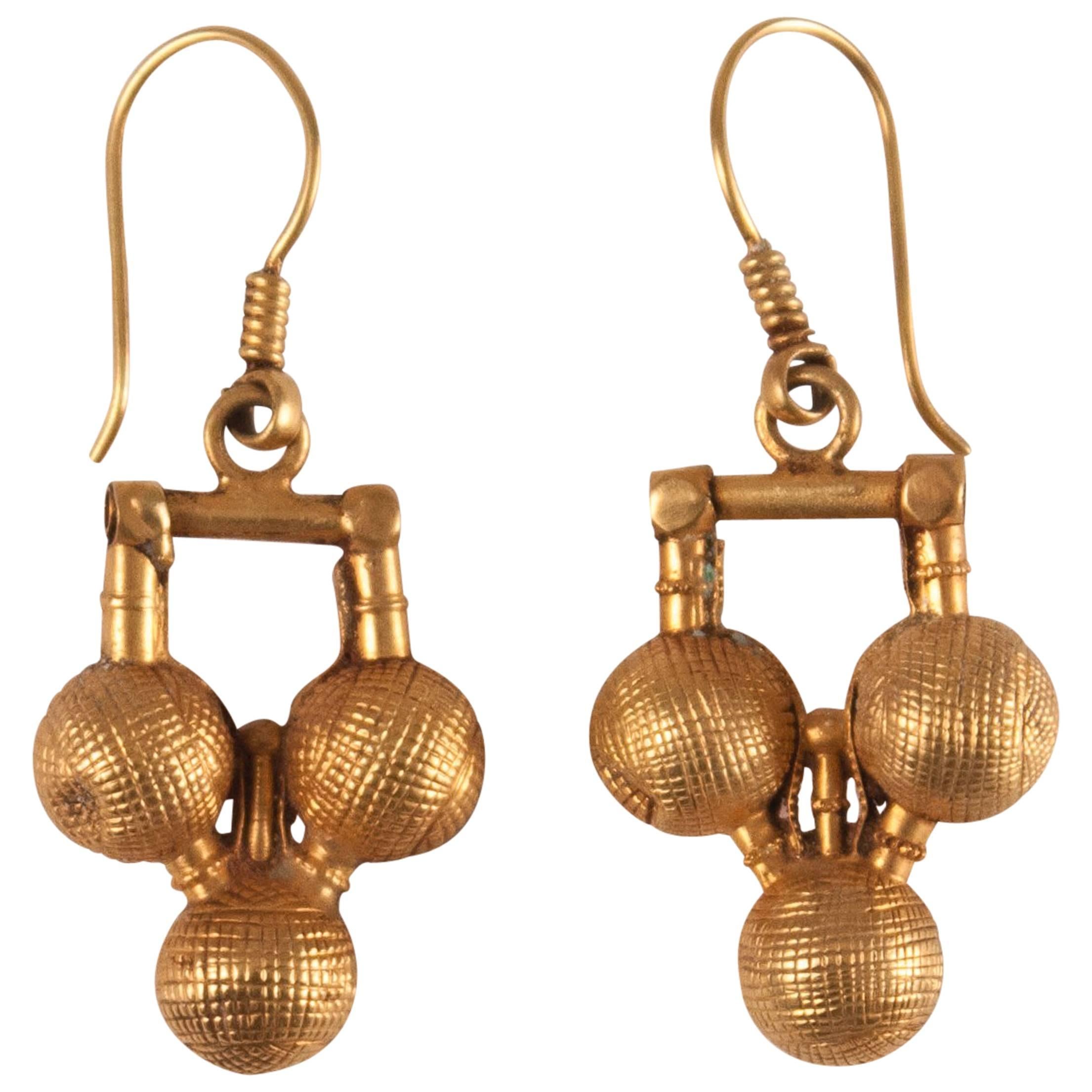 22-Karat Gold Ball Dangle Earrings from India For Sale