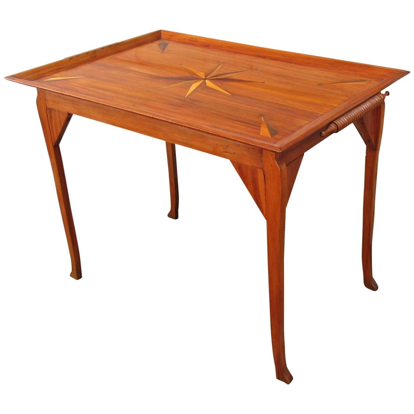 19th Century Jamaican Regency Yucca Tray Table with Exotic Specimen Compass For Sale