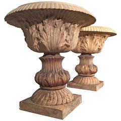 Pair of 19th Century Fireclay Urns from Michael Douglas Former Estate 9