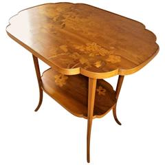 French Art Nouveau Marquetry Gueridon Table, signed by Gallé 1