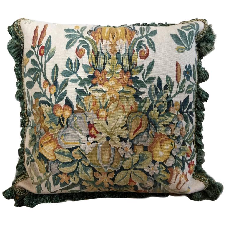 Large Decorative French Tapestry Velvet Pillow Cushion Cover at 1stdibs