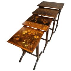 Stunning Art Nouveau Marquetry Nesting Tables Signed by Gallé 5