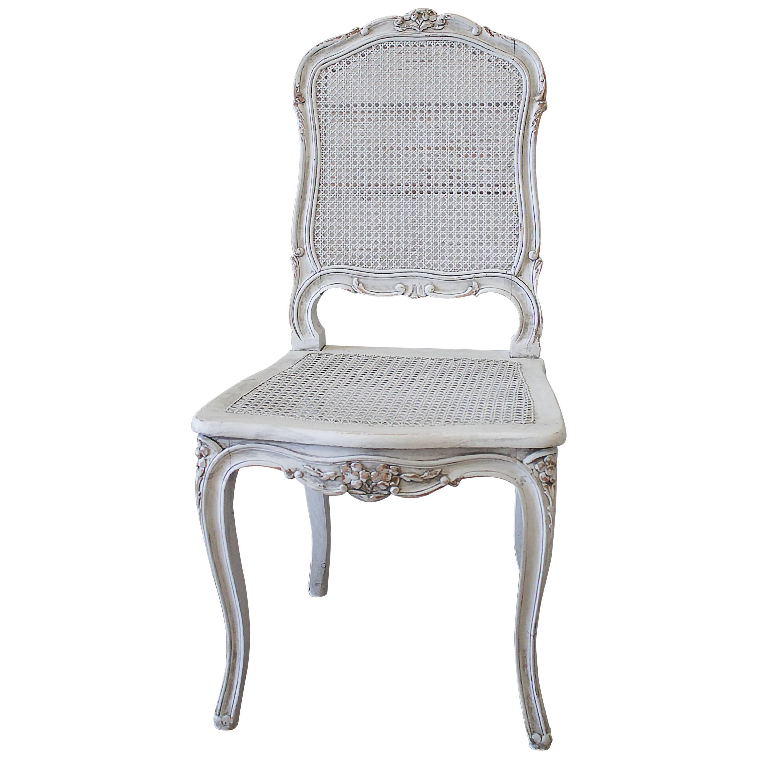 19th Century Painted Caned Vanity Chair in the Louis XV Style
