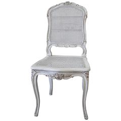 19th Century Painted Caned Vanity Chair in the Louis XV Style