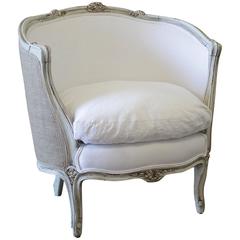 Louis XV Style Painted and Upholstered Barrel Chair