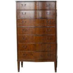 Frits Henningsen Style Tall Dresser with Brass Pulls Danish Mid-Century