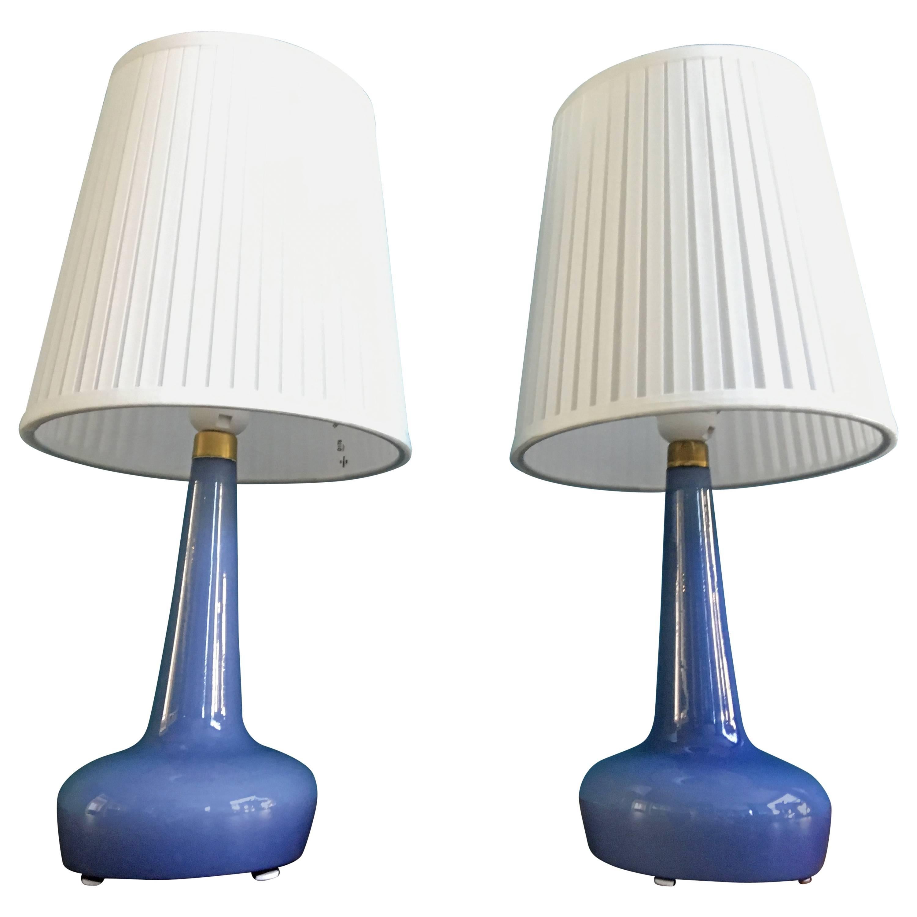 Pair of Rare Danish Table Lamps Model 311 by Esben Klint for Holmegaard, 1958