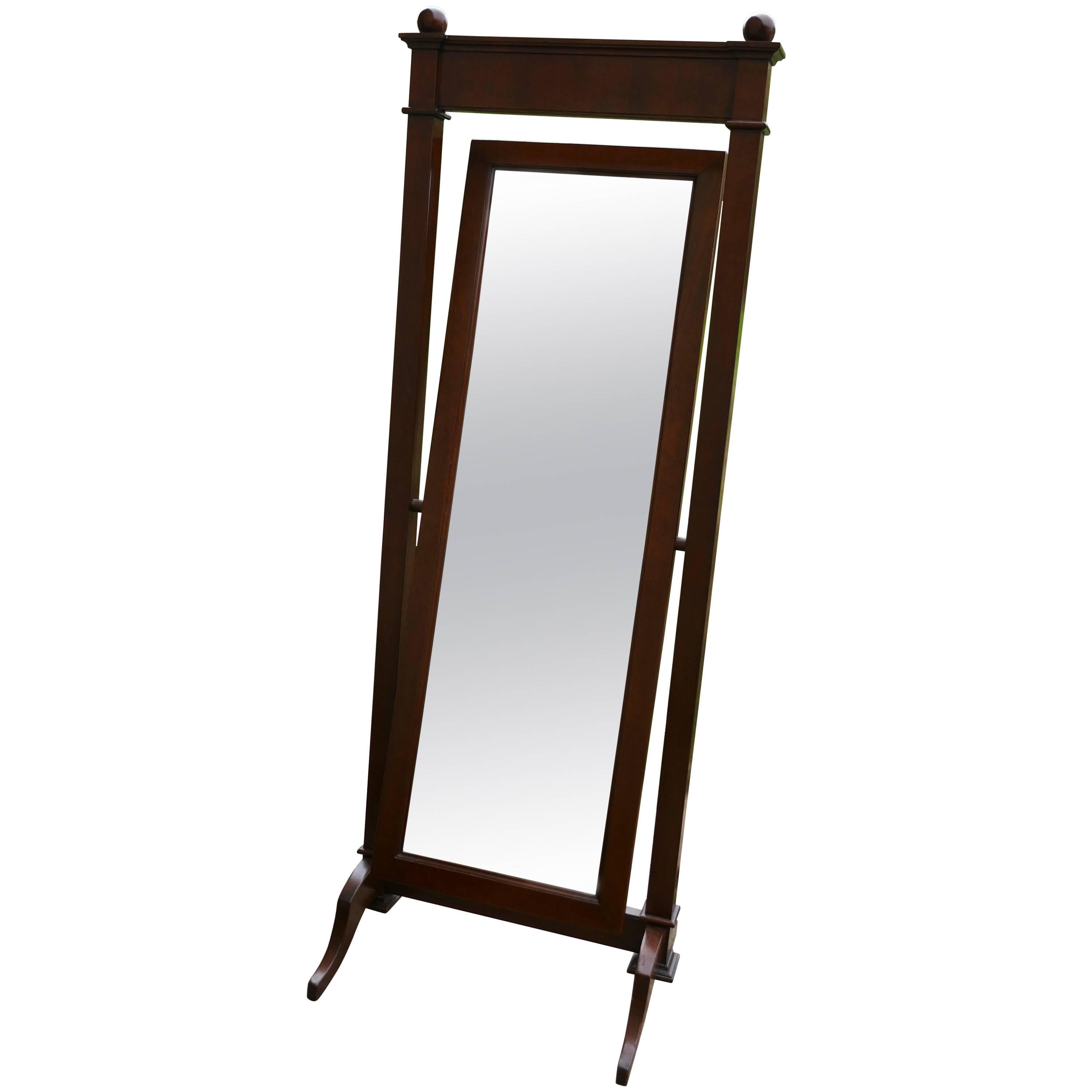 Large 19th Century Walnut Cheval Mirror, Gentlemans Outfitter