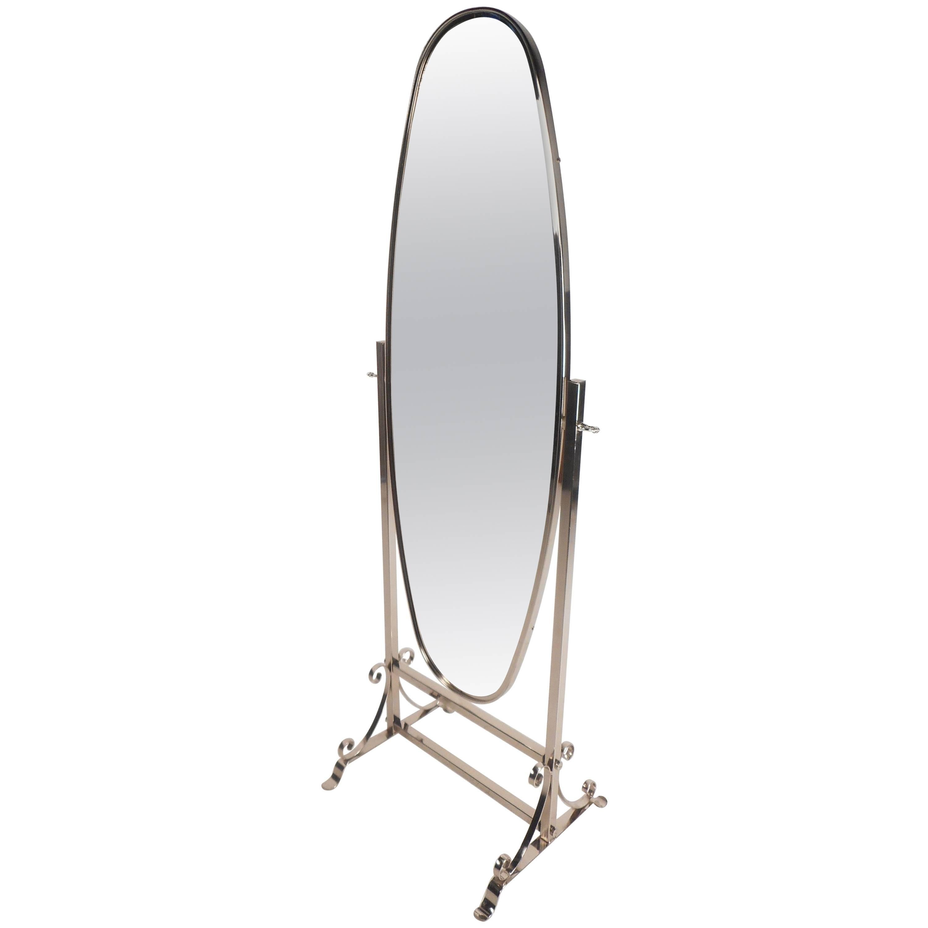Unique Contemporary Modern Chrome Cheval Mirror