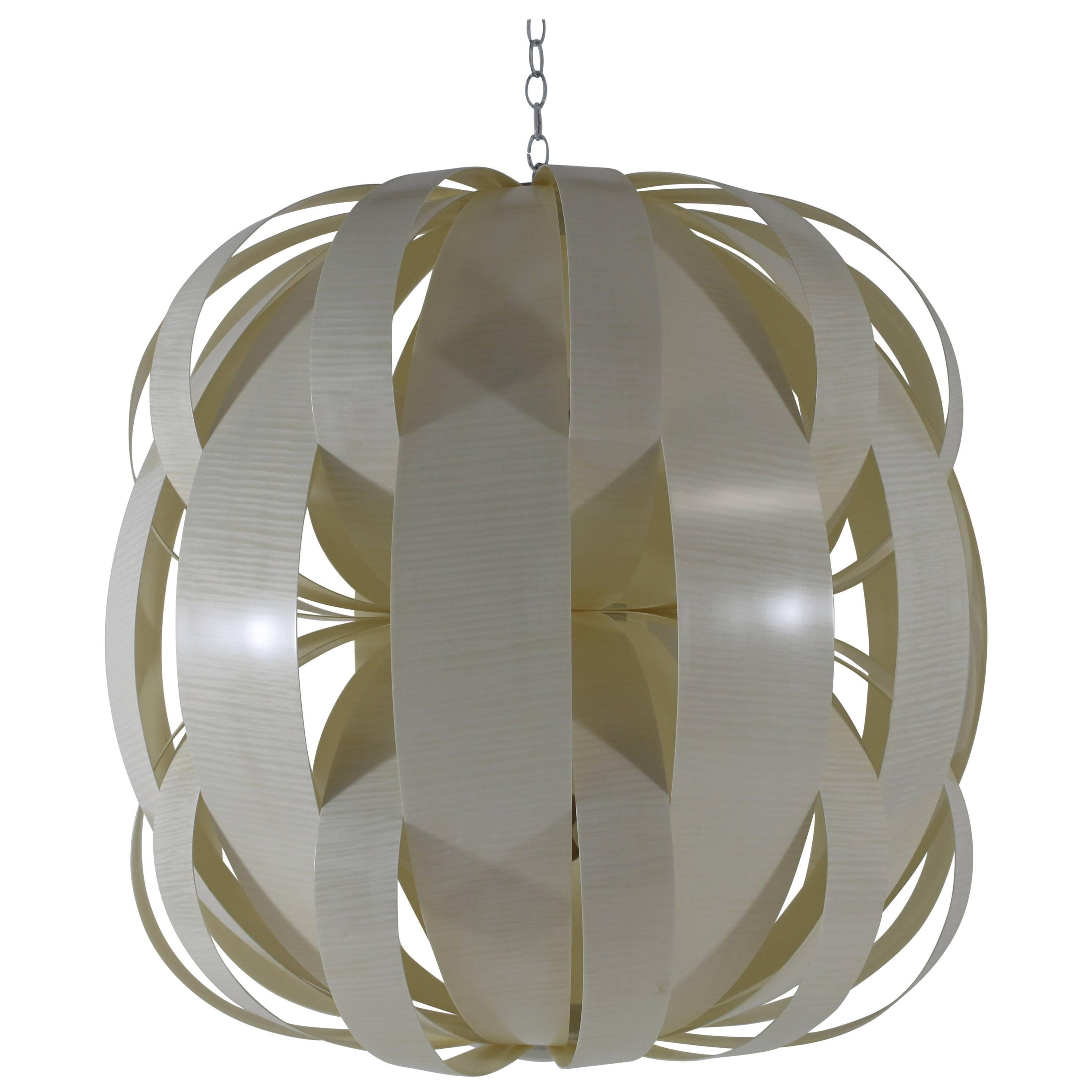 Luna Light Fixture in English Sycamore and Onyx For Sale