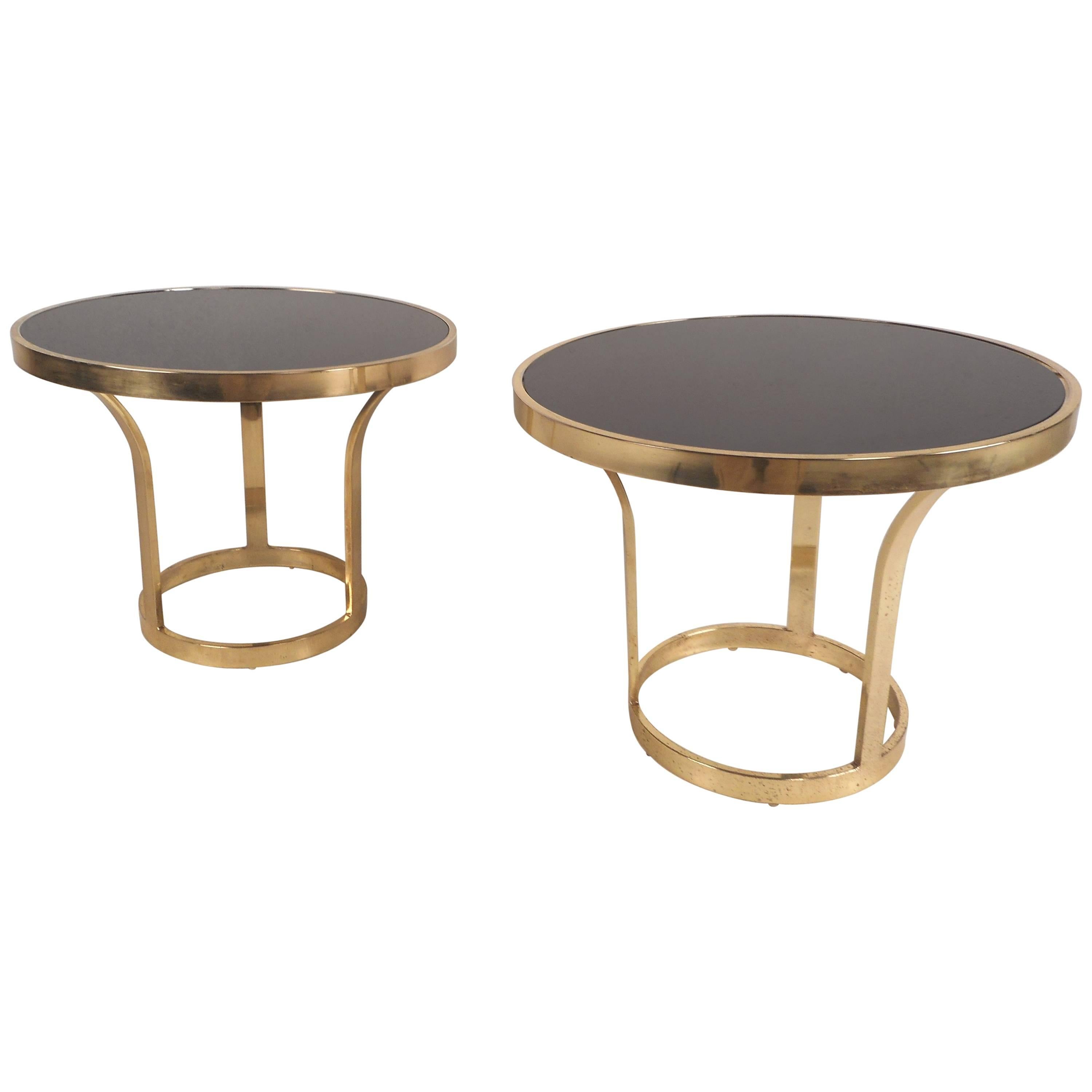 MidCentury Modern Brass End Tables in the Style of Milo Baughman For