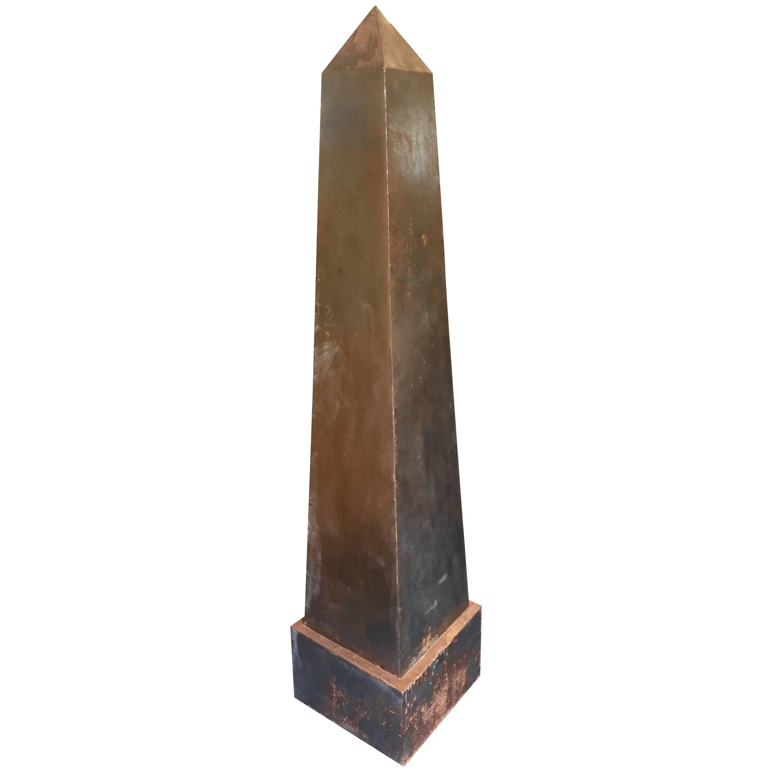 Monumental Raw Patinated Welded Metal Obelisk Custom-Made