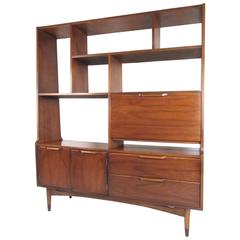 Mid-Century Modern Walnut Bookshelf Room Divider