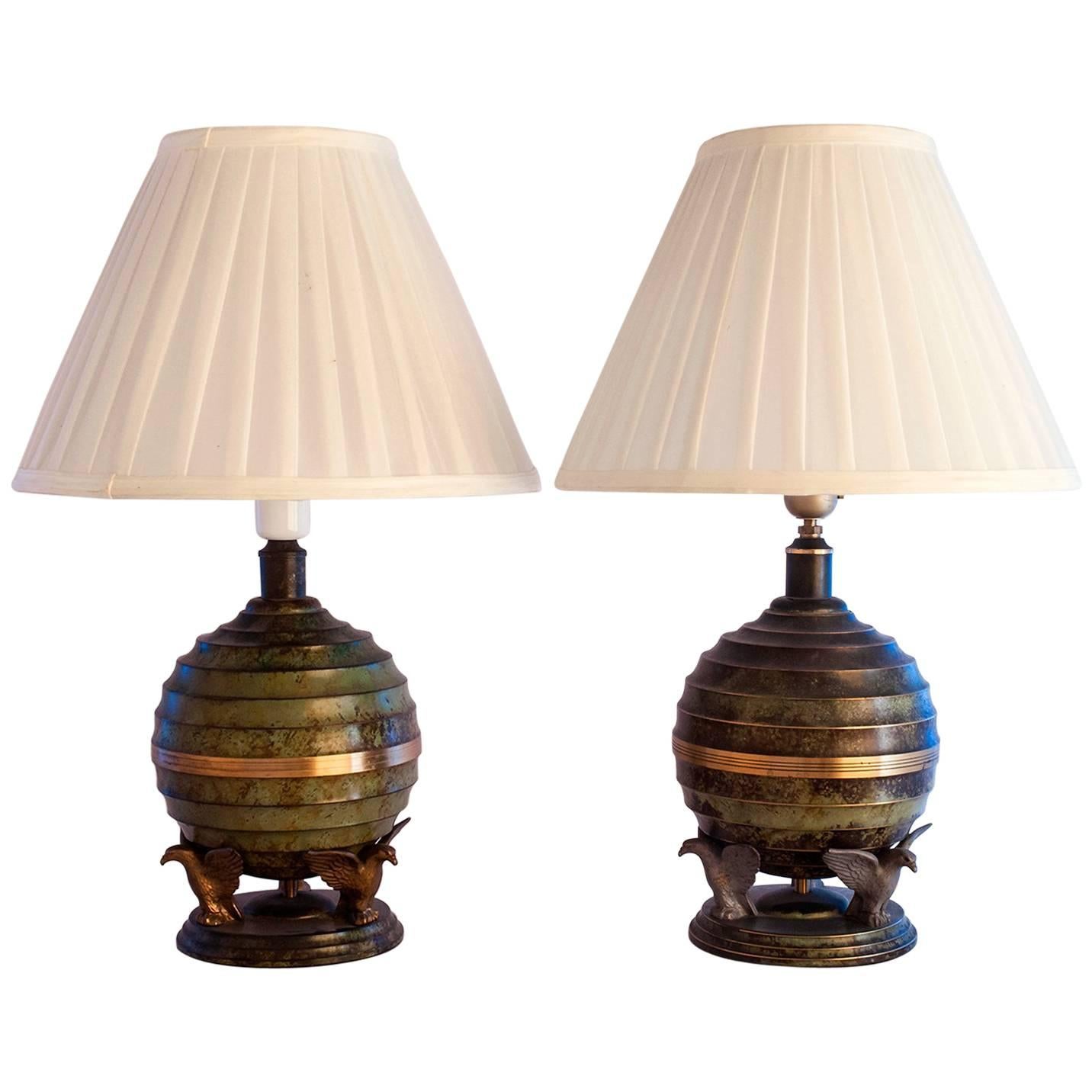 Rare Swedish Grace Art Deco Table Lamps, 1930 For Sale