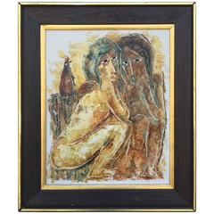Calvin Burnett Abstract Nudes Mid-Century Oil Painting