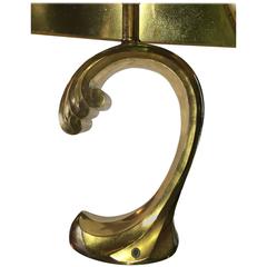 Brass Pierre Cardin Sculptural Mid-Century Wave Lamp