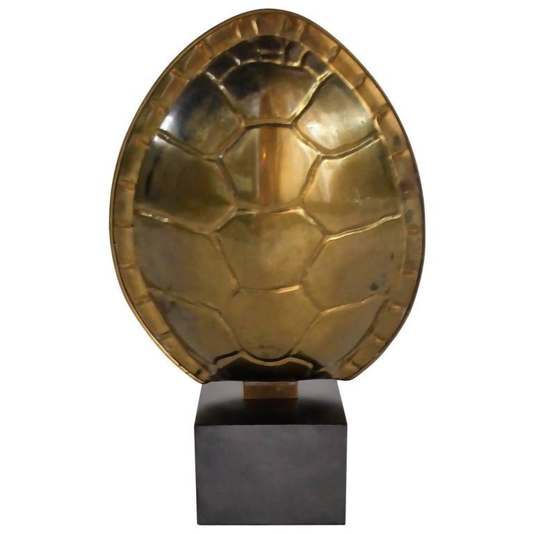 1970s Chapman Brass Tortoise Shell Lamp For Sale