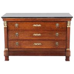 Antique French Empire Three Drawer Commode with Bronze Mounts Circa 1890