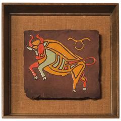 Taurus Astrological Sign Tile by Peggy Nagel California Pottery