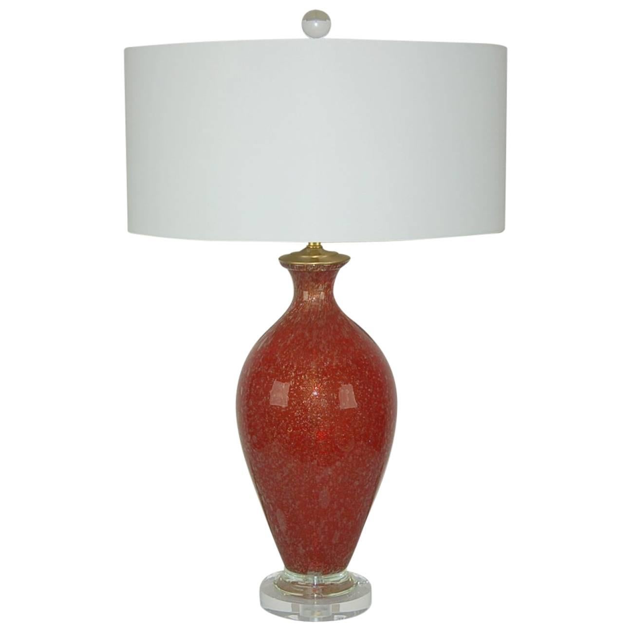 Red Vintage Murano Italian Table Lamp  For Sale