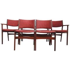 Set of Six Danish Modern Dining Chairs Poul Volther Style for Frem Rojle