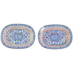 Antique Pair of 19th Century English Blue and White Platters