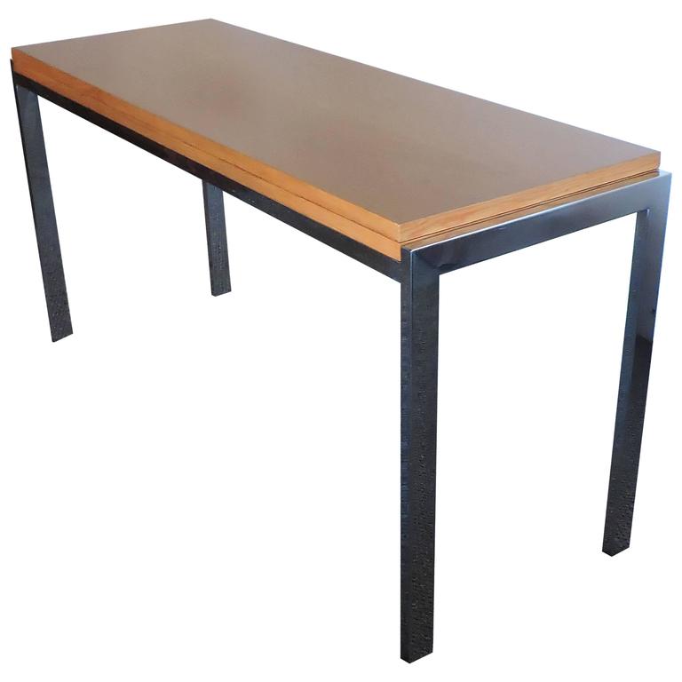 Mid Century Modern Wilhelm Renz Flip Top Chrome And Oak Console Mid Century Modern Wilhelm Renz Flip Top Chrome And Oak Console Dining Table For