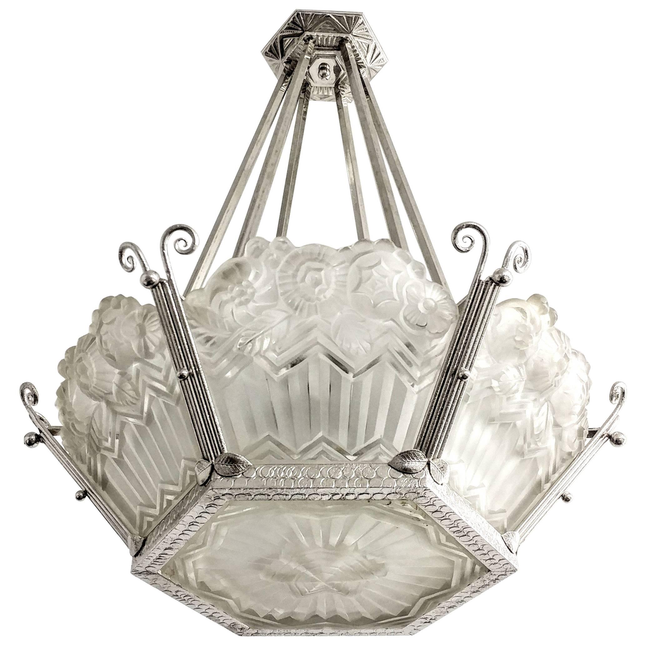 French Art Deco Chandelier by Noverdy