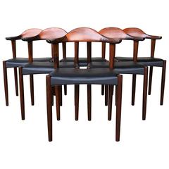 Harry Ostergaard Set Six Rosewood Bull Horn Dining Chairs