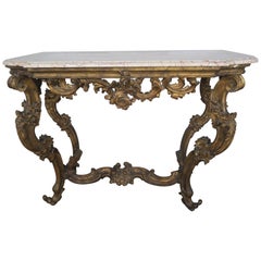 19th Century Italian Giltwood Console with Marble Top