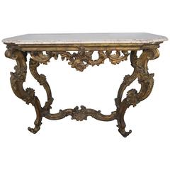 19th Century Italian Giltwood Console with Marble Top 1