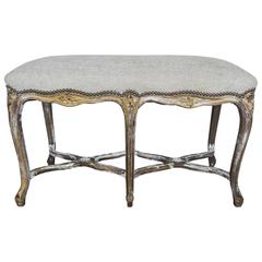 Antique French Louis XV Style Giltwood Bench