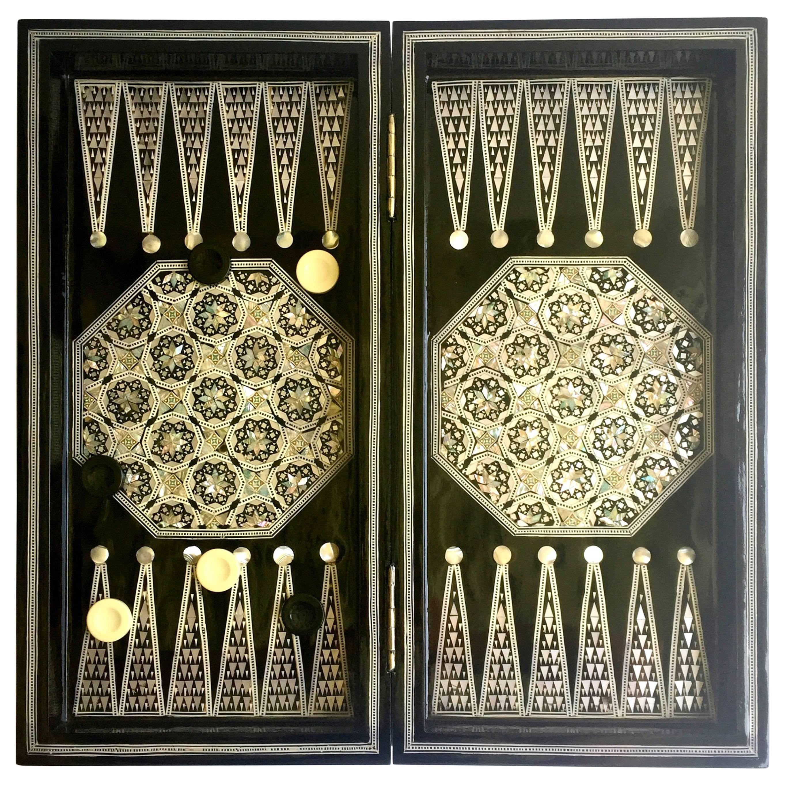 Mother-of-Pearl Backgammon and Chess Set For Sale