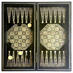 Mother-of-Pearl Backgammon and Chess Set